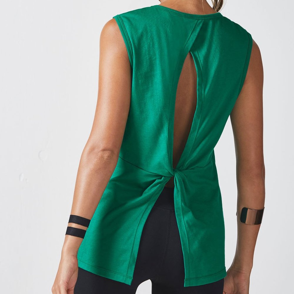 Fabletics Tie Back Holly Tank Jungle Green NWOT S